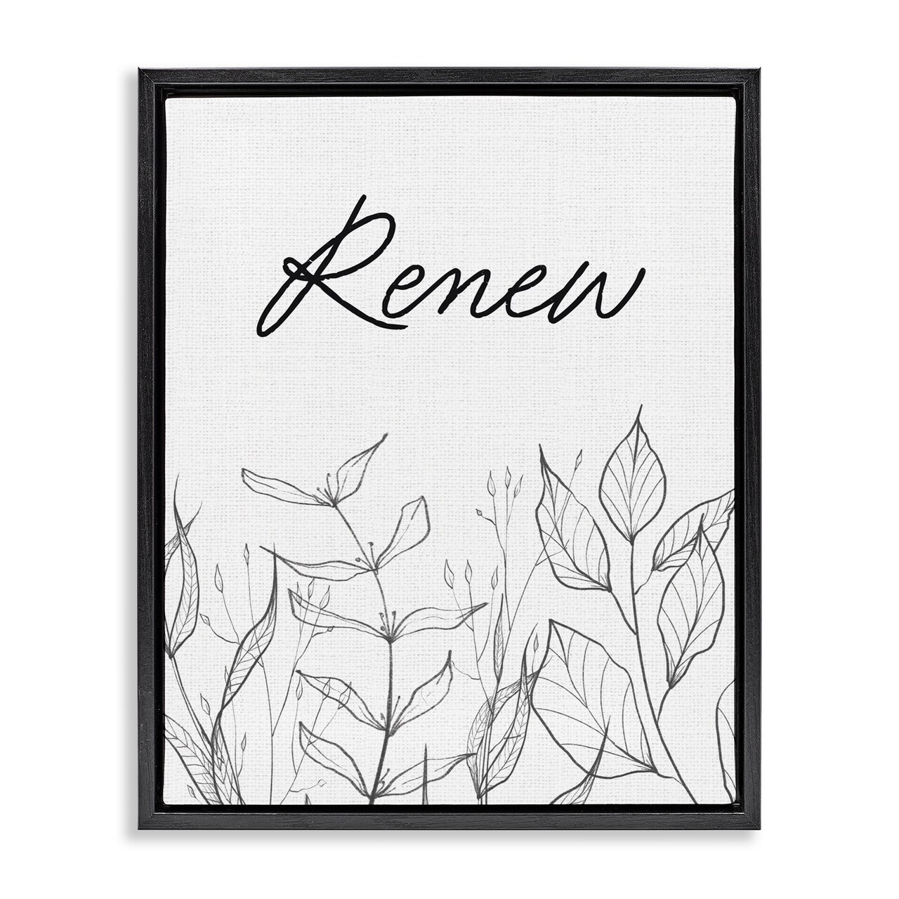 Stupell Industries Renew with Leaf Outlines Floating Frame, design by Lettered and Lined